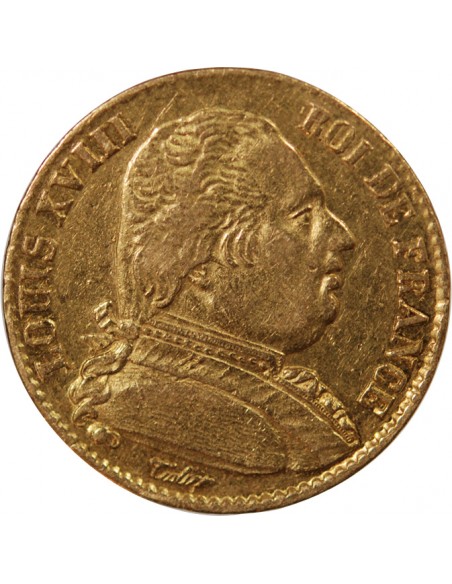 LOUIS XVIII - 20 FRANCS OR 1814 W LILLE