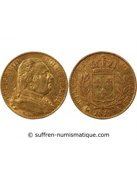 LOUIS XVIII - 20 FRANCS OR 1815 A PARIS