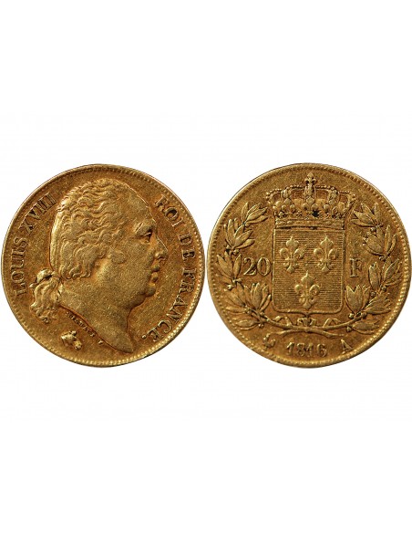 LOUIS XVIII - 20 FRANCS OR 1816 A PARIS