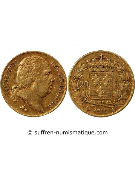 LOUIS XVIII - 20 FRANCS OR 1816 A PARIS