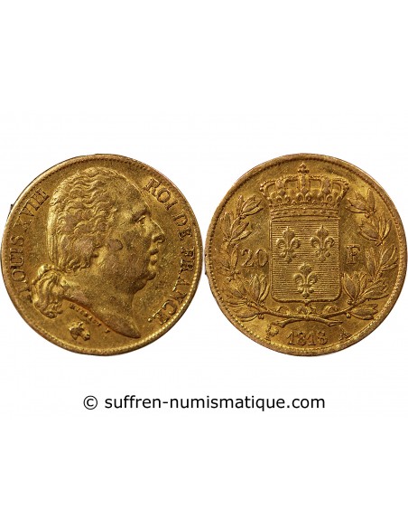LOUIS XVIII - 20 FRANCS OR 1818 A PARIS