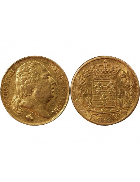 LOUIS XVIII - 20 FRANCS OR 1818 W LILLE