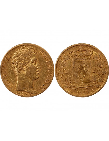 CHARLES X - 20 FRANCS OR 1830 A PARIS "5 Feuilles"﻿