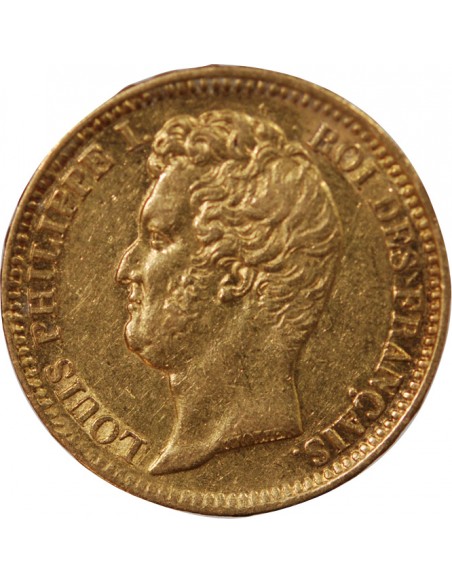 LOUIS PHILIPPE﻿ Ier - 20 FRANCS OR 1831 W LILLE "Tête Nue Tranche en Relief"﻿