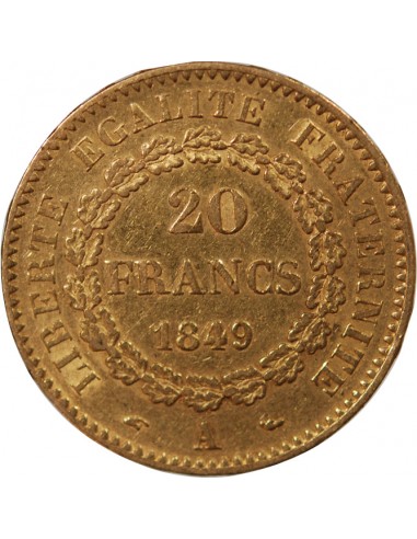 DEUXIEME REPUBLIQUE - 20 FRANCS GENIE OR 1849 A PARIS