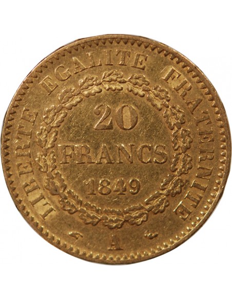 DEUXIEME REPUBLIQUE - 20 FRANCS GENIE OR 1849 A PARIS