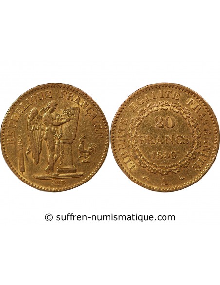 DEUXIEME REPUBLIQUE - 20 FRANCS GENIE OR 1849 A PARIS