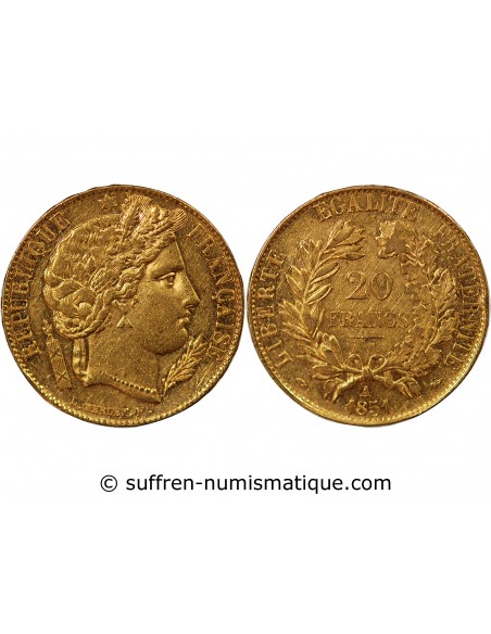 CERES - 20 FRANCS OR 1851 A PARIS﻿