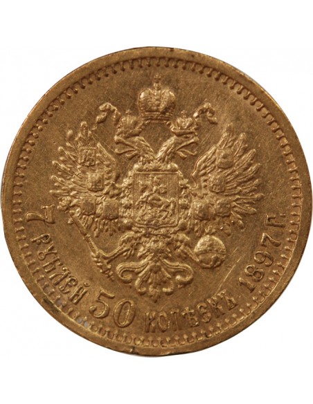 RUSSIE, NICOLAS II - 7,5 ROUBLES OR 1897 SAINT PETERSBOURG