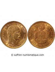 GRECE, GEORGE Ier - 20 DRACHMAI OR 1884