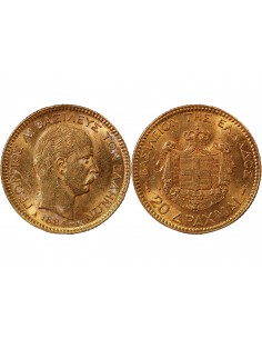 GRECE, GEORGE Ier - 20 DRACHMAI OR 1884 2