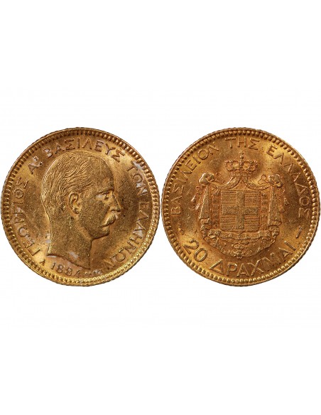 GRECE, GEORGE Ier - 20 DRACHMAI OR 1884