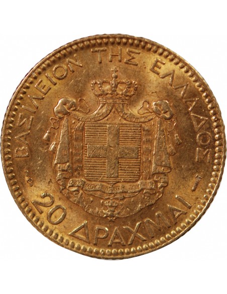 GRECE, GEORGE Ier - 20 DRACHMAI OR 1884