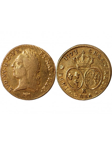 LOUIS XV - DOUBLE LOUIS D'OR A LA VIEILLE TETE - 1773 K BORDEAUX