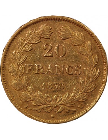 LOUIS PHILIPPE﻿ - 20 FRANCS OR 1838 W LILLE