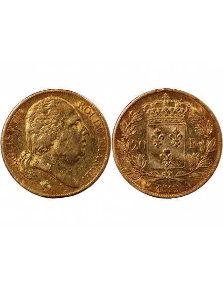 LOUIS XVIII - 20 FRANCS OR 1819 A PARIS