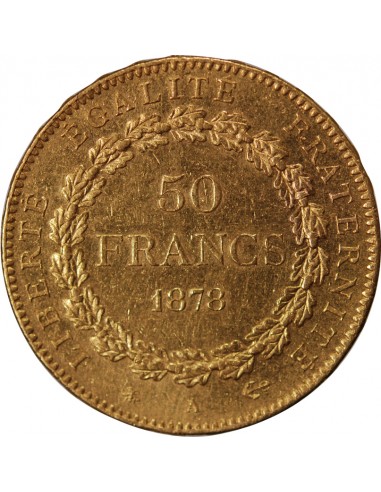 IIIe REPUBLIQUE, ﻿- 50 FRANCS GENIE OR 1878 A PARIS﻿