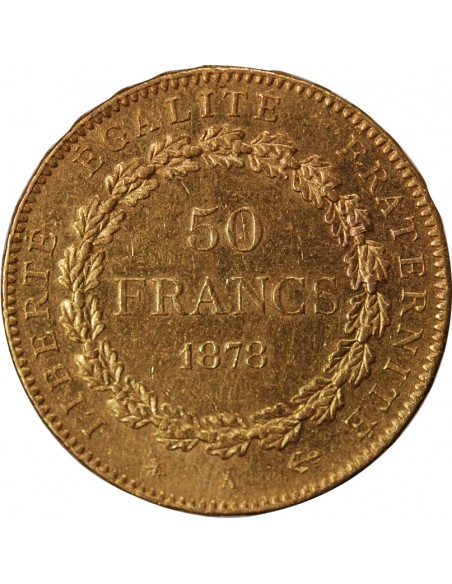 IIIe REPUBLIQUE, ﻿- 50 FRANCS GENIE OR 1878 A PARIS﻿