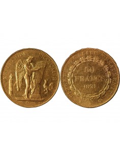 IIIe REPUBLIQUE, ﻿- 50 FRANCS GENIE OR 1878 A PARIS﻿ 2