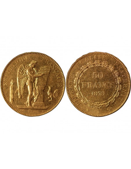 IIIe REPUBLIQUE, ﻿- 50 FRANCS GENIE OR 1878 A PARIS﻿