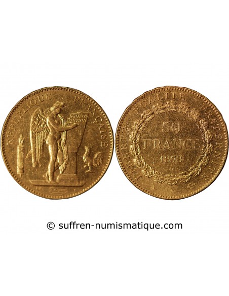 IIIe REPUBLIQUE, ﻿- 50 FRANCS GENIE OR 1878 A PARIS﻿
