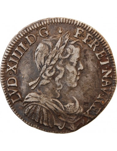 LOUIS XIV - 1/2 ECU ARGENT A LA MECHE LONGUE 1654 I LIMOGES R4