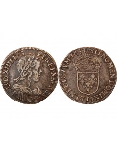 LOUIS XIV - 1/2 ECU ARGENT A LA MECHE LONGUE 1654 I LIMOGES R4 2