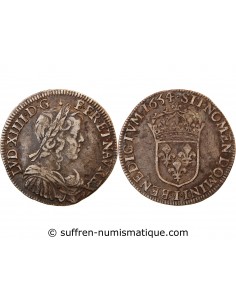 LOUIS XIV - 1/2 ECU ARGENT A LA MECHE LONGUE 1654 I LIMOGES R4