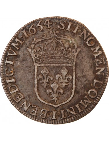 LOUIS XIV - 1/2 ECU ARGENT A LA MECHE LONGUE 1654 I LIMOGES R4