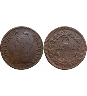 France 1 Decime Dupré L'An 5 A Paris "Modification Du 2 Décimes" 2