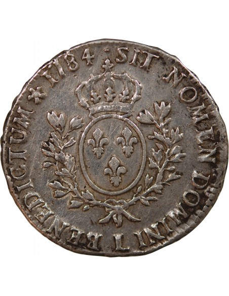 LOUIS XVI - ÉCU ARGENT AUX RAMEAUX D'OLIVIER 1784 L BAYONNE