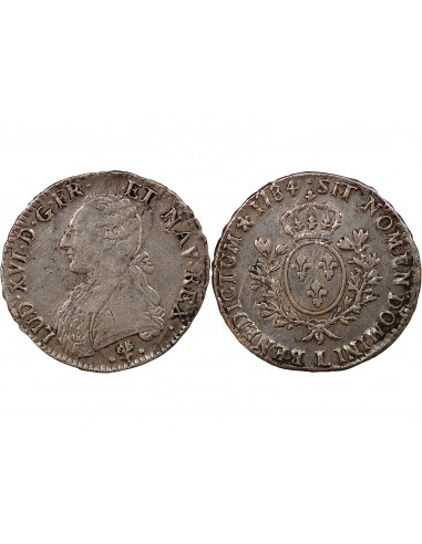 LOUIS XVI - ÉCU ARGENT AUX RAMEAUX D'OLIVIER 1784 L BAYONNE