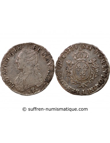 LOUIS XVI - ÉCU ARGENT AUX RAMEAUX D'OLIVIER 1784 L BAYONNE