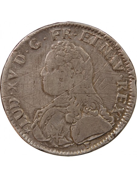 LOUIS XV - ECU AUX RAMEAIX D'OLIVIER, ARGENT - 1736 9 RENNES