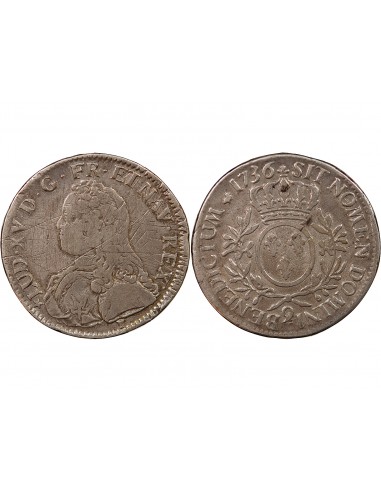 LOUIS XV - ECU AUX RAMEAIX D'OLIVIER, ARGENT - 1736 9 RENNES