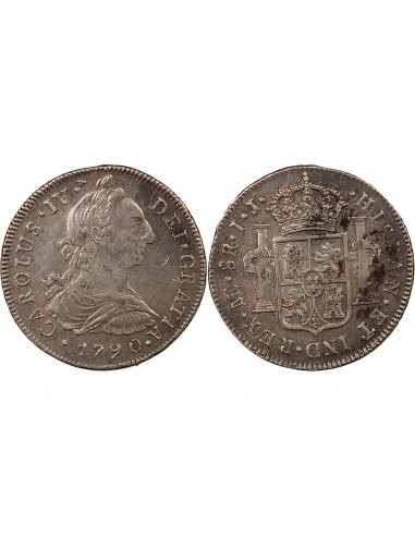 PEROU, CHARLES IV - 8 REALES ARGENT 1790 LIMA IJ