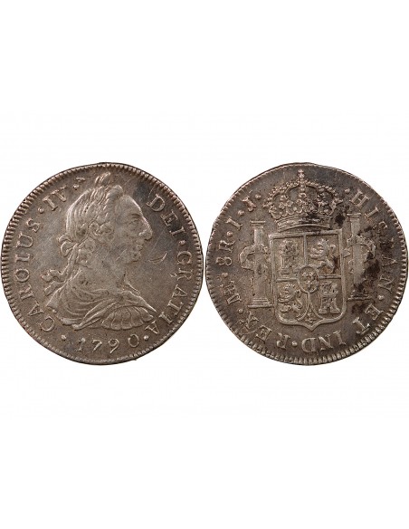 PEROU, CHARLES IV - 8 REALES ARGENT 1790 LIMA IJ