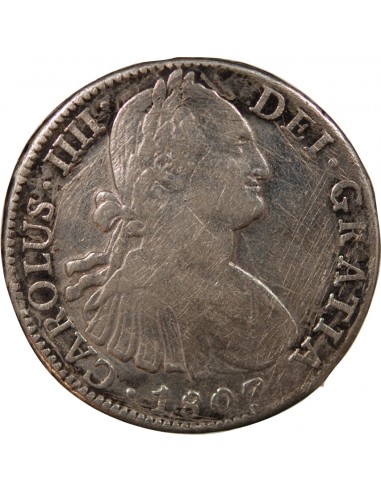 MEXIQUE, CHARLES IV - 8 REALES ARGENT 1807 Mo MEXICO TH