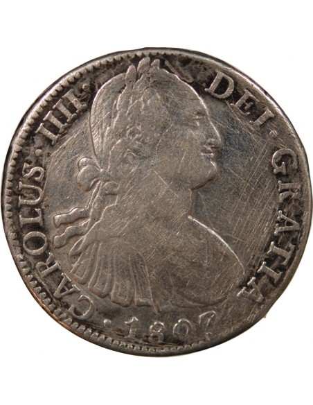 MEXIQUE, CHARLES IV - 8 REALES ARGENT 1807 Mo MEXICO TH