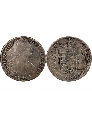 MEXIQUE, CHARLES IV - 8 REALES ARGENT 1807 Mo MEXICO TH