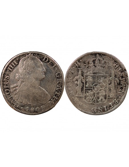 MEXIQUE, CHARLES IV - 8 REALES ARGENT 1807 Mo MEXICO TH