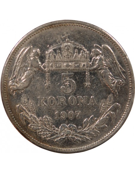 HONGRIE, FRANÇOIS-JOSEPH Ier - 5 KORONA ARGENT 1907 KB KREMNICA