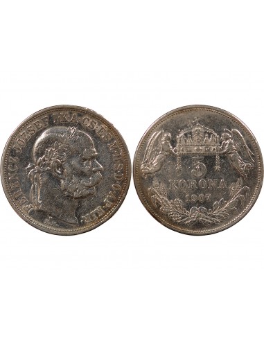 HONGRIE, FRANÇOIS-JOSEPH Ier - 5 KORONA ARGENT 1907 KB KREMNICA