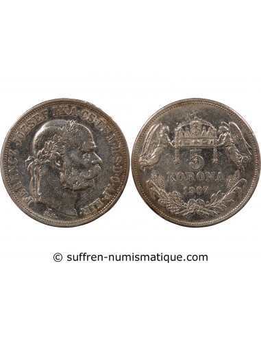 HONGRIE, FRANÇOIS-JOSEPH Ier - 5 KORONA ARGENT 1907 KB KREMNICA