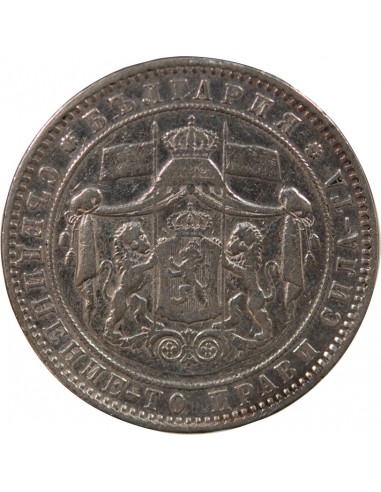 BULGARIE, ALEXANDRE Ier - 5 LEVA ARGENT 1885 SAINT PETERSBOURG