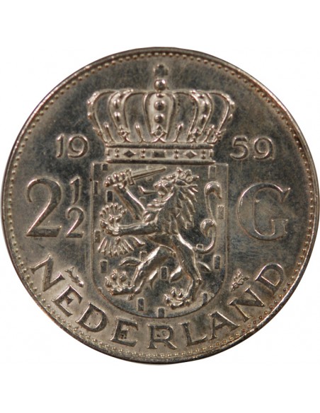 PAYS-BAS, JULIANA - 2 1/2 GULDEN ARGENT 1959