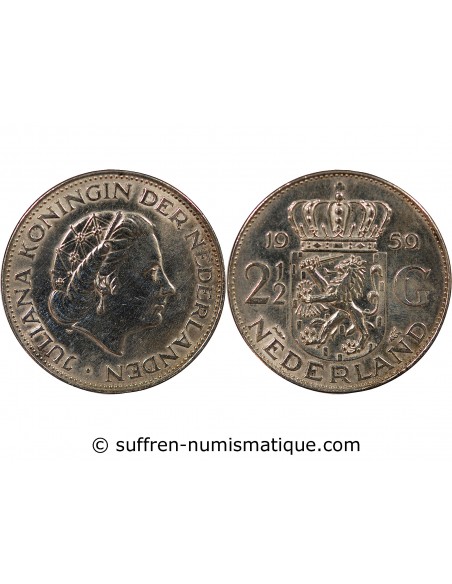 PAYS-BAS, JULIANA - 2 1/2 GULDEN ARGENT 1959
