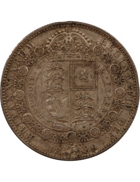 ROYAUME UNI, VICTORIA - 1/2 CROWN ARGENT 1889
