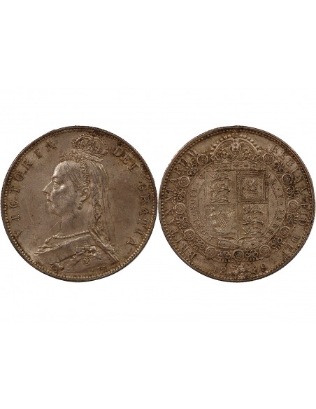 ROYAUME UNI, VICTORIA - 1/2 CROWN ARGENT 1889