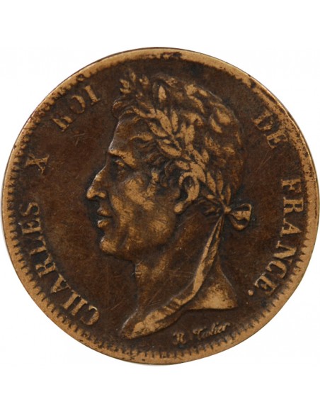 COLONIES FRANCAISES, MARTINIQUE ET GUADELOUPE, CHARLES X  5 CENTIMES 1827 H LA ROCHELLE